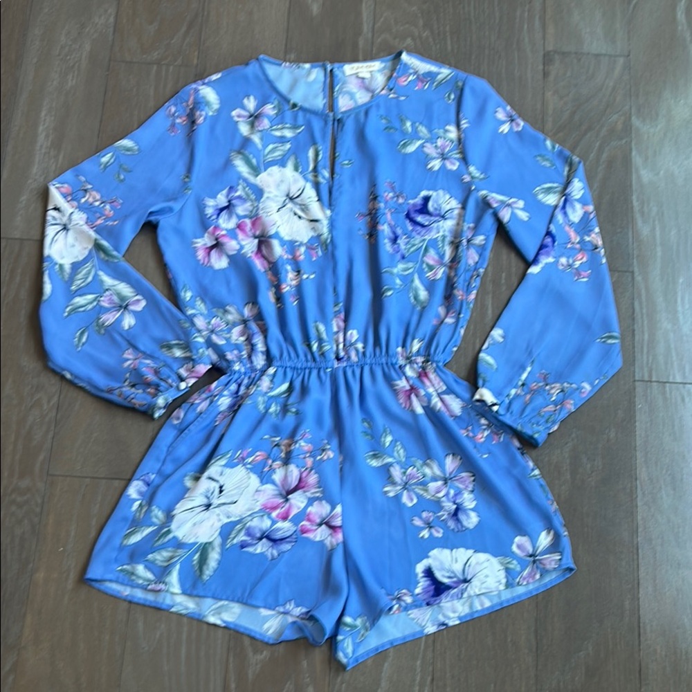 Yumi Kim Blue and White Floral One Piece Romper